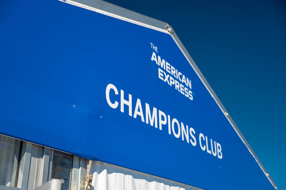 champions club sign on tent